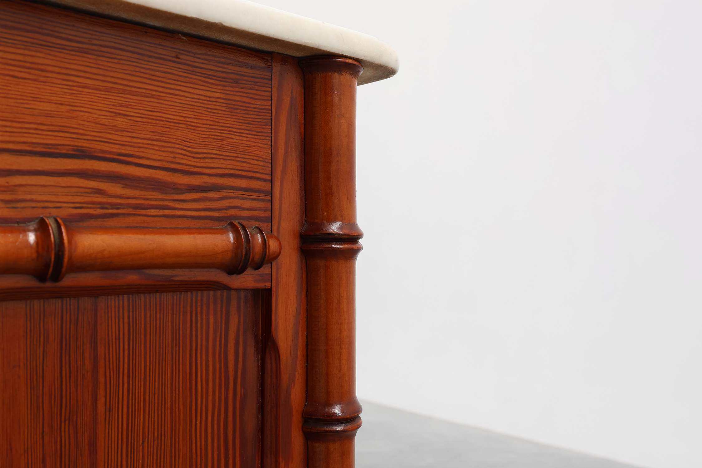 Late 19th century Faux bamboo and marble bedside table, Francethumbnail